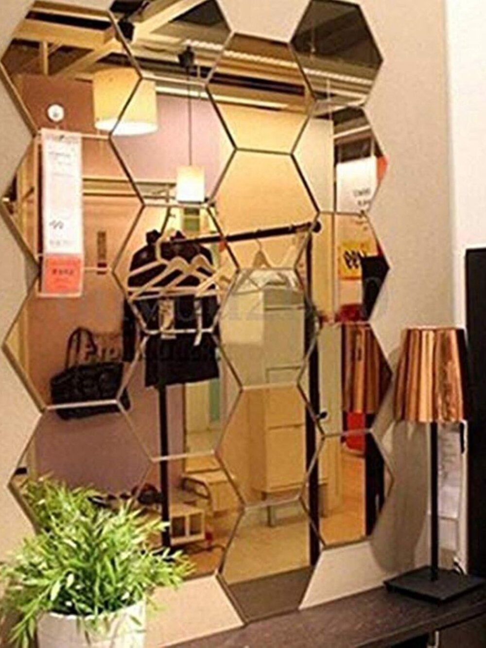 Mirror Wall Stickers - 12PCS Hexagon Art DIY Decorative Acrylic Sheet Plastic Ti